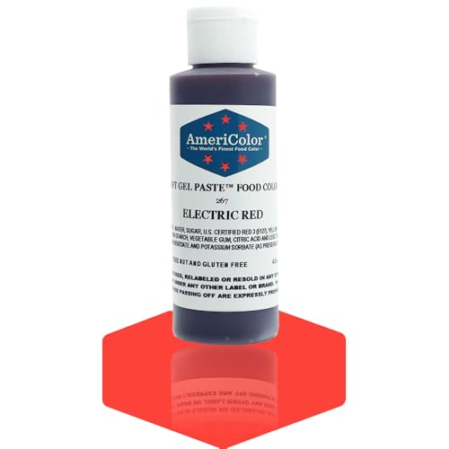 AmeriColor, Electric Red, 4.5 Ounce Bottle, Soft Gel Paste Food Color