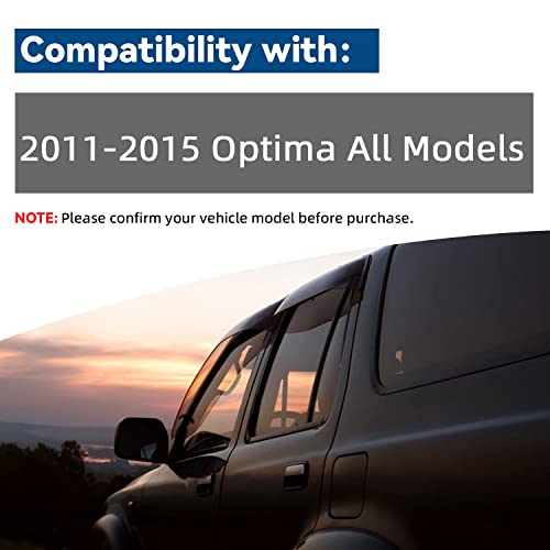 Lqqdp 4Pcs Smoke Tint With Chrome Trim Outside Mount Tape On/Clip On Style Pvc Sun Rain Guard Vent Window Visors Compatible With 11-15 Optima #TOP3