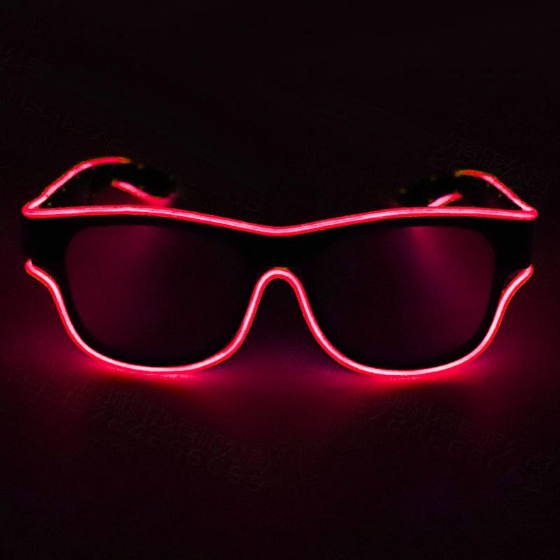 YUANYUYING LED Glasses, Wireless LED Party Glasses,USB Rechargeable-3 Light Modes (Steady/Slow/Fast Flash) | Glow Sunglasses for Raves, Concerts, Festivals (red)