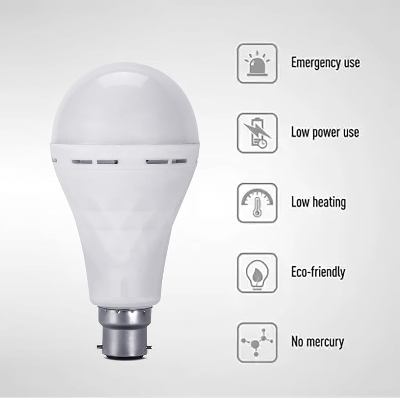 Image of Lebnon HENONEX 12 watt LED Bulb | AC-DC Emergency Inverter Bulb with 4 Hours of Battery Backup | B-22 Base (B-22) (2)
