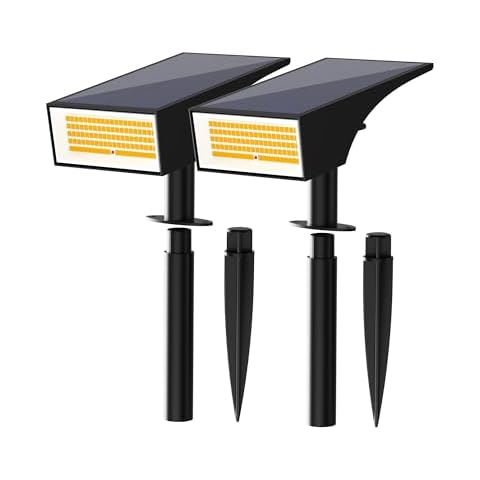 Koicaxy 100 LEDs Solar Spot Lights Outdoor Waterproof IP65, 4 Lighting Modes Landscape Spotlights for Yard Garden, 2 Pack, Warm White Cover