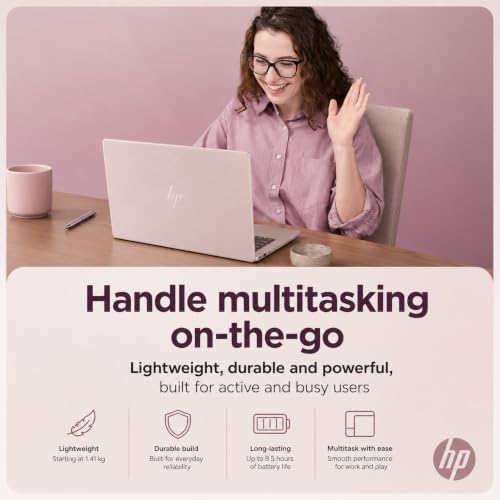HP Business and Home Laptop, 8GB RAM, Intel Processor, Microsoft Office 365 1 Year, 64GB SSD, Windows 11 Home | No Mouse, Fast Response, Long Battery Life, Sleek, Rose Gold Laptop