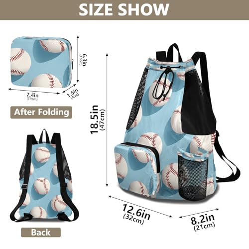 Mesh Gym Swimming Bags for Men & Women, Sport Baseball Balls Large Drawstring Backpack with Dry-Wet Pocket, Lightweight Gym Bag for Sports, Travel, Beach, Workout Gear2