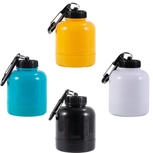 CZYOKSJ 4 Pack Protein Powder Container to Go with Keychain Large Capacity Leakproof Powder & Snacks Dispenser BPA Free Supplement Travel Storage Holder for Workouts Fitness color coded