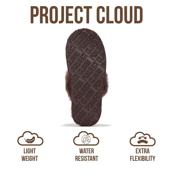 Project Cloud Genuine Leather Slippers for Women Footwear with Real Sheep Wool Lining Womens Clogs & Mule - Non-Slip Indoor/Outdoor Scuff Womens Slippers with Memory Foam Insole (Henka)