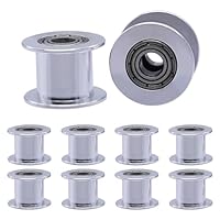 Piuluvor® GT2 Pulley 10mm, GT2 Riemenscheibe Aluminum Zahnloses Idler 20 Zähne 5mm Bore für 3D Drucker 10mm Breite GT2 Zahnriemen (10 Stück)