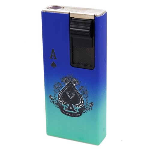 Image of Windproof Jet Flame Refillable Slide Button Cigarette Lighter Pocket Lighter (Blue-Green)