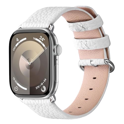 Image of Fullmosa Leather Band Compatible with Apple Watch Band 42mm 44mm 45mm 46mm 49mm, Genuine Leather Replacement Strap for iWatch Ultra3 /2 /1 SE3 /2 /1 Series 11 10 9 8 7 6 SE 5 4 3
