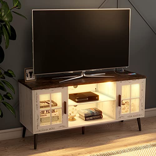 LVSOMT Modern LED TV Stand with Storage, Entertainment Center
