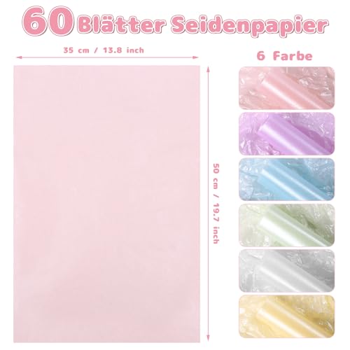 Kesote Geschenkpapier 60 Seidenpapier Verpackungsmaterial 50 x 35 cm Origami Papier 6 Farbe Metallic Transparentpapier Bastelpapier Transparent Packpapier Basteln Hochzeit Geschenk Deko Weihnachten