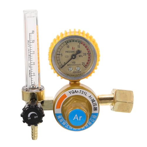 Uonlytech Regulador de Presión para Gas Argón con Indicador de Flujo y Manómetro Diseño Caídas para Soldadura Mig Tig Control y Duradero