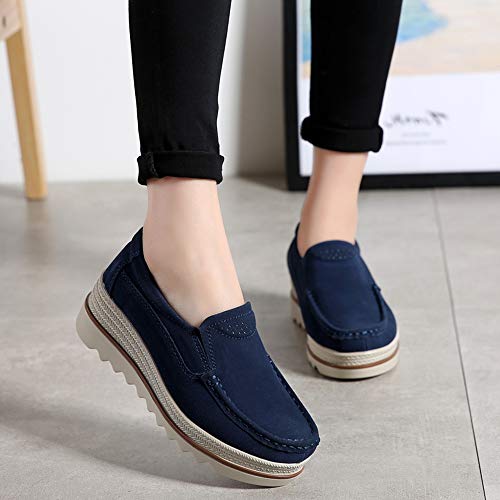 Image of YING LAN Women Slip On Loafers Comfort Suede Moccasins Wide Low Top Shoes
