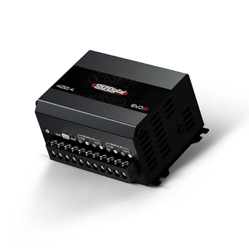 SounDigital 400.4 EVO 6.0 4‑Kanal Auto Verstärker | 400W RMS Endstufe | 4 Ohm | High‑/Low‑Pass Filter | Cinch Eingang | Kompakte Car‑HiFi Endstufe