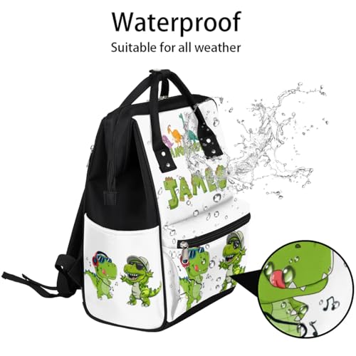 Image of Dinosaur Diaper Bag Personalized Diaper Backpack for Baby Boys Large Nappy Backpack for Mom Waterproof Mommy Bags 11x7x15.7 Baby Diaper Backpack for Dad Mom Gifts