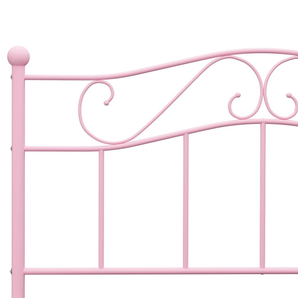 Pink Metal Bed Frame 160x200 cm with Steel Slatted Base | Features a durable steel platform structure ideal for bedrooms and guest rooms, requiring no box spring.