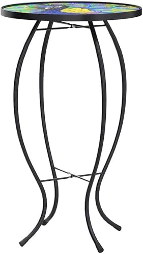 Miniatura 2 de Evergreen Garden Mesa auxiliar redonda de metal de pavo real segura para exteriores 12 pulgadas de largo x 12 pulgadas de ancho x 22 pulgadas de