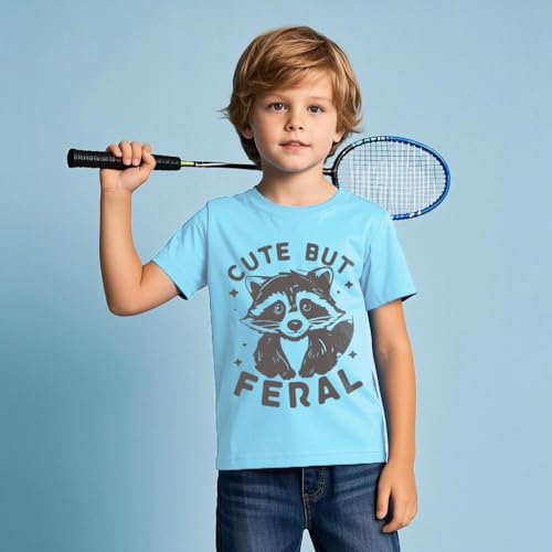 Image of Kids Short Sleeve Tees Toddler Crewneck T-Shirts Boys Girls Dino Raccoon Excavator Silly Goose Flower Girl Tops 2-7 Years