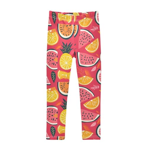 Wusikd Summer Watermelon Girls' Leggings Toddler Doodles Lemon Kids Yoga Pants Dance Active Tights 4T