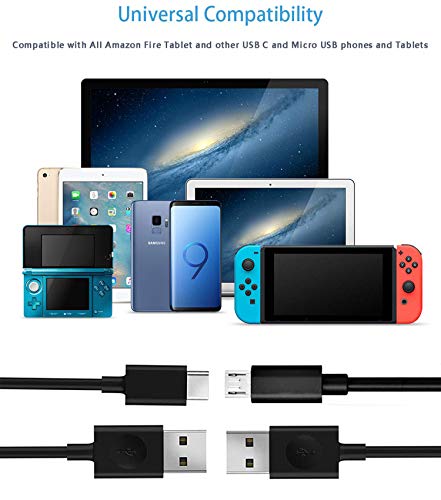 Kindle Fire Fast Charger [UL Listed] AC Adapter 2A Rapid Charger with 6.6Ft Micro-USB Type C Cable for Amazon Kindle Fire 7 HD 8 10 Tablet, Kids Edition,Kindle Fire HD HDX 7” 8.9”,Fire 8 Plus