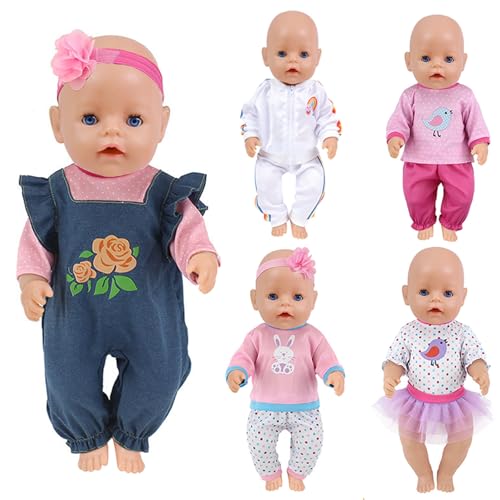 Baby Doll Clothes for 14-18 Inch Dolls, NUOXIXI 5 Sets Newborn Baby Doll Accessories Dress up Kids Gift, Baby Doll Clothes 18 inch Girl/Doll Clothes 14-16 inch/Girl Dolls Clothes