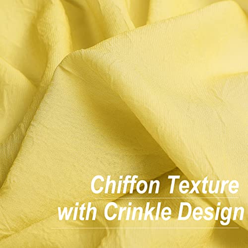 Yellow Ombre Chiffon Sheer Window Curtain Panels 63 Inch Long Crinkle Voile Sheer Curtains For Living Room Kids Room, Set Of 2 Gradient Window Crushed Treatment Drapes Bedroom, Rod Pocket 52"X63"X2 #TOP2