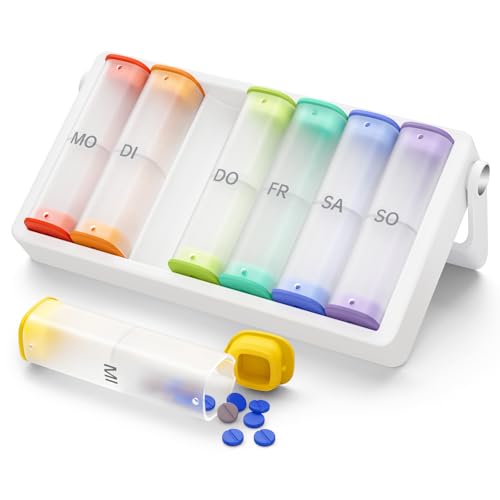 Tablettenbox 7 Tage Morgens Abends, KOVIUU Woche Pillendose 2 FäCher, Medikamentenbox Unterwegs, Pill Box,GroßE Tabletten Tablettendose, Supplement Pillenbox für Medikamente, Transluzent-Weiß Tablettenbox 7 Tage Morgens Abends, KOVIUU Woche Pillendose 2 FäCher, Medikamentenbox Unterwegs, Pill Box,GroßE Tabletten Tablettendose, Supplement Pillenbox für Medikamente, Transluzent-Weiß
