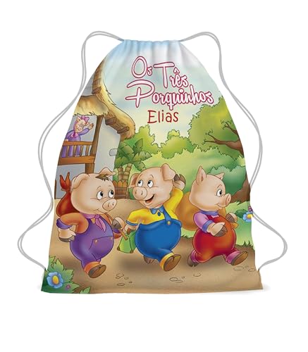 Mochila Sacochila Para Festa de Aniversário 3 porquinhos (Pequeno)