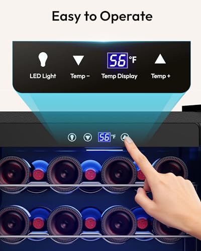 Image of EUHOMY 45 Bottle Wine Cooler Refrigerator, Wine Fridge with Stainless Steel Glass Door for Red, White and Champagne, Mini Fridge with Adjust Temperature for Home Kitchen Bar 4.5 Cu.Ft, Silver
