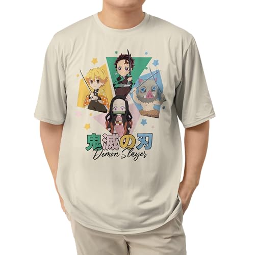 Demon Slayer Season 2 Kimetsu No Yaiba Anime Chibis & Kanji Casual Adult Unisex Men’s and Women’s Short Sleeve T-Shirt