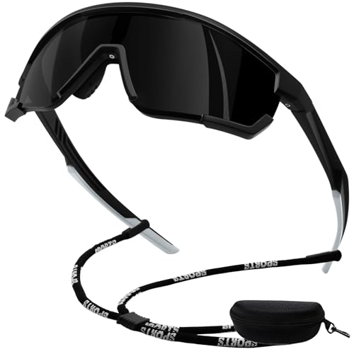 KANASTAL Negras Gafas Ciclismo Hombre Sol Deportivas Polarizadas Mujer Running Bicicleta Senderismo Mtb Béisbol Protección UV400 - Montura Mate Negro