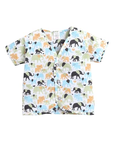 Image of POLKA TOTS 100% Organic Muslin Jhabla for Baby Boys & Girls | Unisex Half Sleeves Front Open Vest for Infants | Ultra-Soft, Breathable & Lightweight Summer Jabla Set | Regular Fit (Pack of 3)