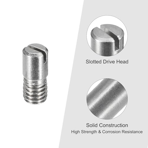 sourcing map 10 Stück M6 x 14mm geschlitzter Zylinderstift aus 304 Edelstahl mit Außengewinde zur Positionierung von Möbeln und Schränken