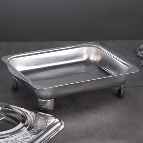 Image of Stainless Steel Buffet Dish Rectangular Chafing Food Tray Chafer Pan with Lid Steam Table Pan for Wedding Parties Banquet Catering Events Chafing Dish for Parties Buffet