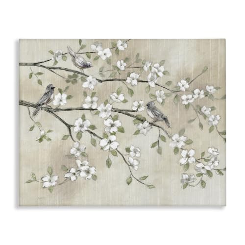 Cherry Blossom Birds Branches, 24 x 30 Inch Canvas Wall Art