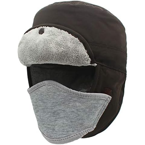 outfly Waterproof Bomber Hat Ushanka Aviator Ski Hats Hunting Hat for Winter with Folding Earflap and Removable Masks Coffee Cover