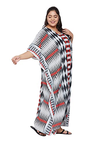 Image of Oussum Plus Size Kaftan Dresses for Women, Polyester Summer Caftan Cover Up Maxi Beach Dress, 1X-3X