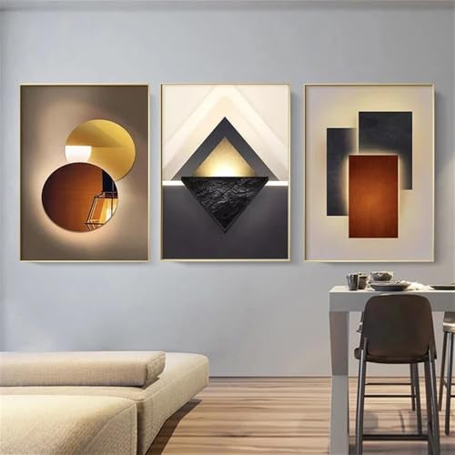 Impresiones en Lienzo,Arte de Pared Abstracto Moderno Naranja Geométrico de Lujo Lienzo de Pared Impresión Póster Imágenes para el Hogar Sala de Estar Sofá Decoración de Fondo-40*60cm-3pcs (sin marco)
