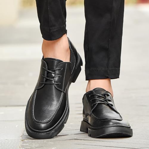 Men's Genuine Leather Dress Oxfords Shoes Retro Classic Round Toe Lace Up Low Top Anti Slip Derby Shoes Casual Business Wedding Tuxedo Formal Shoes4