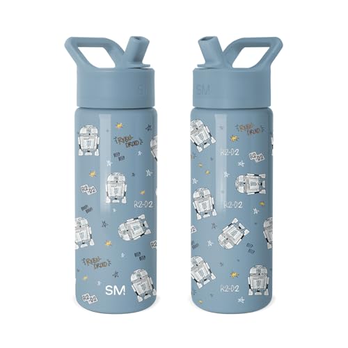 Image of Simple Modern Kids Summit Water Bottle with Straw Lid | Star Wars 18oz Stainless Steel Cup Insulated Tumbler for Girls, School | R2D2 Rebel Droid