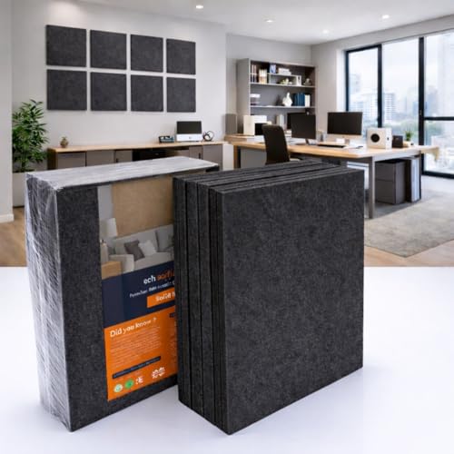Image of MMT Acoustix Premium Felt Acoustic Panels for Offices, Bedrooms & Studios | Sustainable PET Felt Panels for Echo Reduction & Sound Absorption | 1x1 Ft, 9mm Thick | Ash - Pack of 8