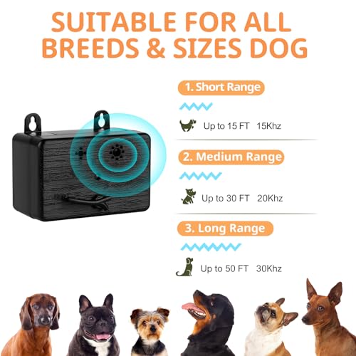 WLCelite Anti Barking Devices, 2 Pack Dog Control Barking Devices with 4 Modes, 50FT Waterproof Dog Bark Deterrent Bark Control Devices Stop Dog from Barking, Dog Silencer for Indoor & Outdoor Use