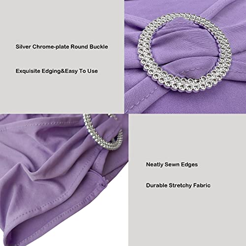 Image of Spandex Chair Sashes Bands, Lavender, 30PCS | Stretch Chair Ties Bows, With Buckle Slider, For Wedding Party Banquet Decoration