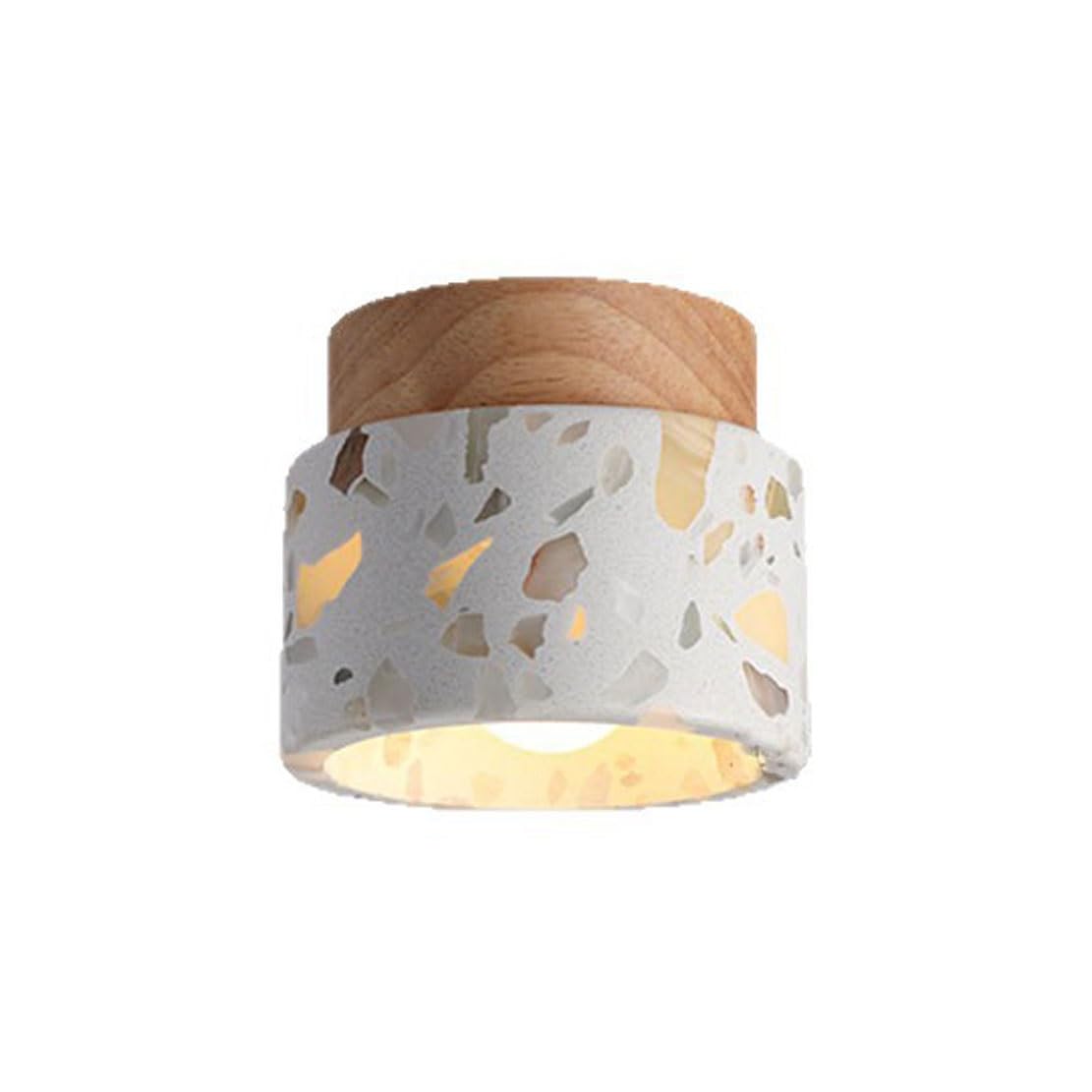 NHPJFDC Modern Terrazzo LED Flush Mount Ceiling Light, 15CM Small Hallway Lighting Fixture, Wood Accent Entryway Ceiling Lamp, Warm Light(Wood Color,A)