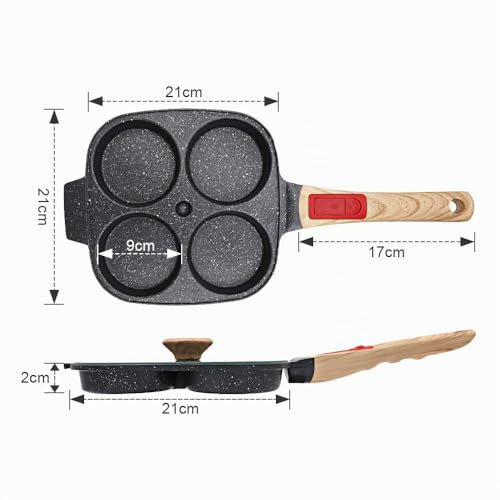 Miniatura 7 de Bobikuke Sartén Tortitas Con Mango Extraíble Y Tapa, Sartén Para Huevos Antiadherente De Aluminio Para Desayuno - Negro