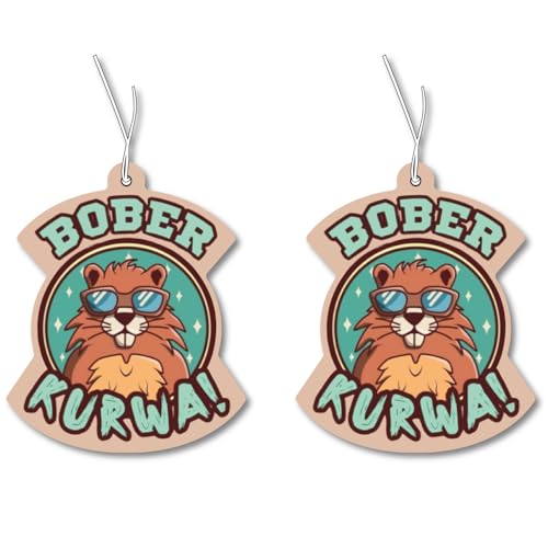 2x Duftbaum mit Bober Kurwa Motiv Auto lustig Duftspender tuning Lufterfrischer Duftbaum Set Auto Bobr Kurwa