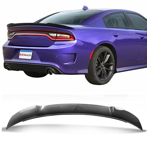 KKoneAuto Rear Spoiler Compatible with 2011-2021 Dodge Charger Carbon Fiber Style Rear Trunk Spoiler Wing Hellcat Style