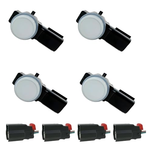 AUTO OCCASION Reverse Backup Sensor White with Connector 23428268 Parking Rear Bumper Parking Assist Sensor 4Pack Replacement for Cadillac Chevy GMC Buick 52050134