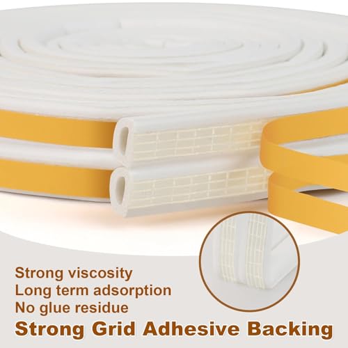 Image of Sealing Tape for Doors Windows, Self-Adhesive Foam Tape, Door Seal Window, Rubber Foam Seal Anti-Collision /Soundproof /Waterproof /Dustproof, 5 m, White