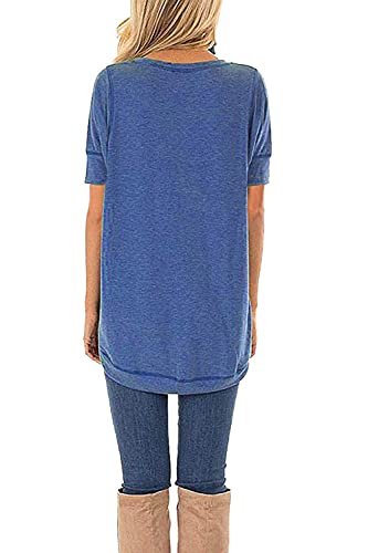 JomeDesign Summer Tops for Women Short Sleeve Side Split Casual Loose Tunic Top