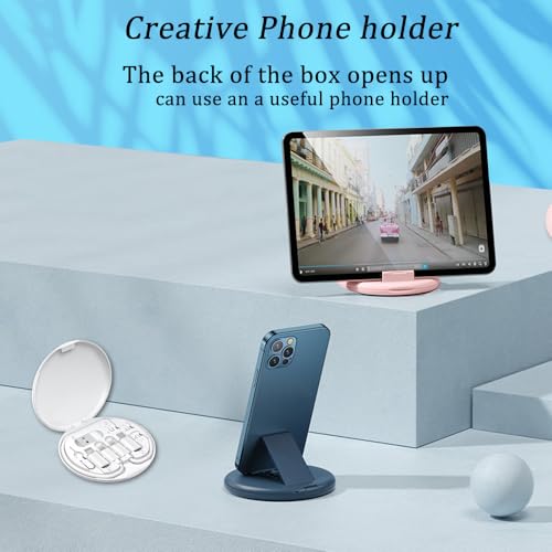Multi USB Charging Adapter Cable Kit, USB C to iOS Device for Travel, Conversion Set USB A & Type C to Male Micro /Type C/iOS Device, Data Transfer, Card Storage, Tray Eject Pin, Phone Holder (White) by Azvegr - Image 7